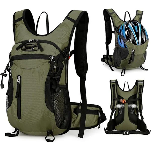 15L Cycling Backpack with Helmet Buckle for Men Women, Small Waterproof Lightweight Bike Hiking Backpack with Chest Strap, MTB & Ski & Snowboard 