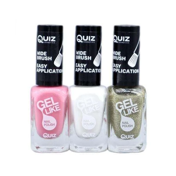 3 neglelakker, neglelak - Pink, Hvid, Guld