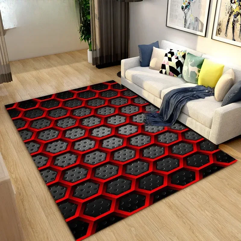 AliExpress - 3D Mesh Metall Textur Bereich Teppich, Teppich Teppich für Wohnzimmer Schlafzimmer, abstrakte Geometrische Optische Eingang Fußmatte 