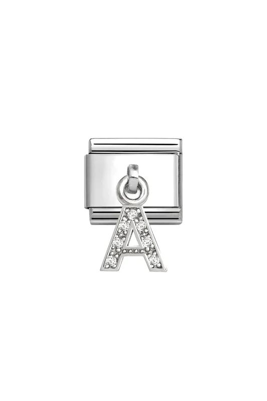 CHARMS Letter cz & 925 Sterling Silver A