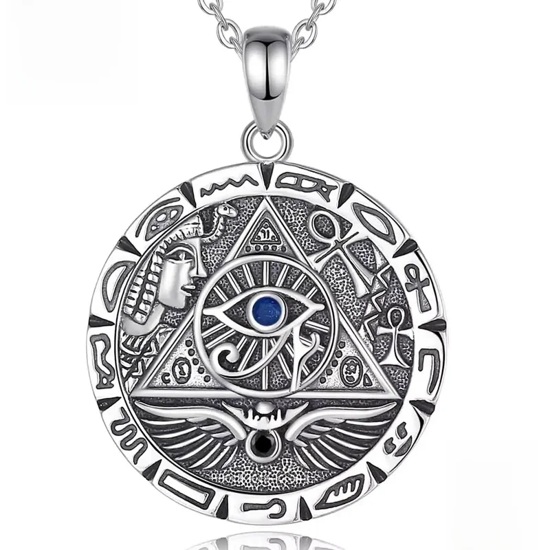 AliExpress - Eudora-Collier Dakota ide égyptien en argent regardé 925 pour homme et femme, pendentif amulette, croix éma enne, mauvais œil qui voit 