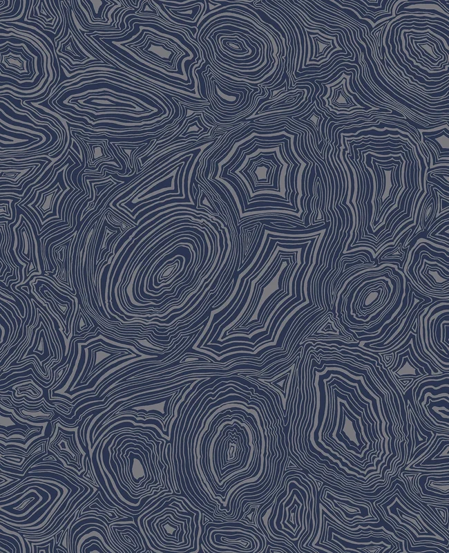 Fornasetti Malachite Wallpaper - Cole & Son Sample / Midnight & Metallic Silver