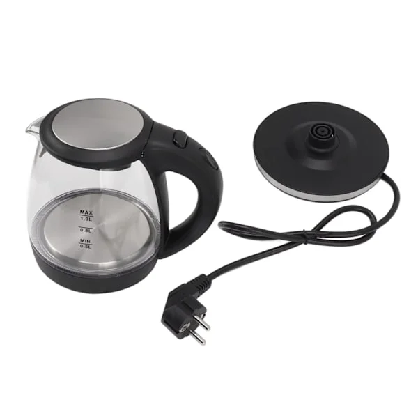 Electric Glass Kettle 2000W High Power 1L Large Capacity Automatic Shut-off Blue Light Kettle EU Plug 220-240V-FF- 1.2
