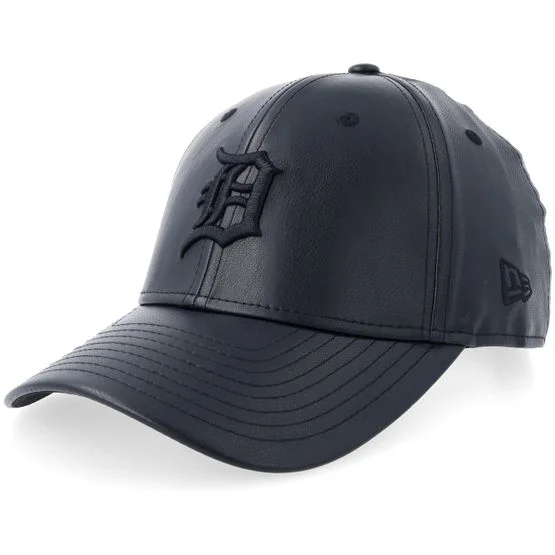 New Era MLB Detroit Tigers Pu 9FORTY Cap Schwarz One Size Kunstleder Verstellbar Herren Damen Baseball Cap