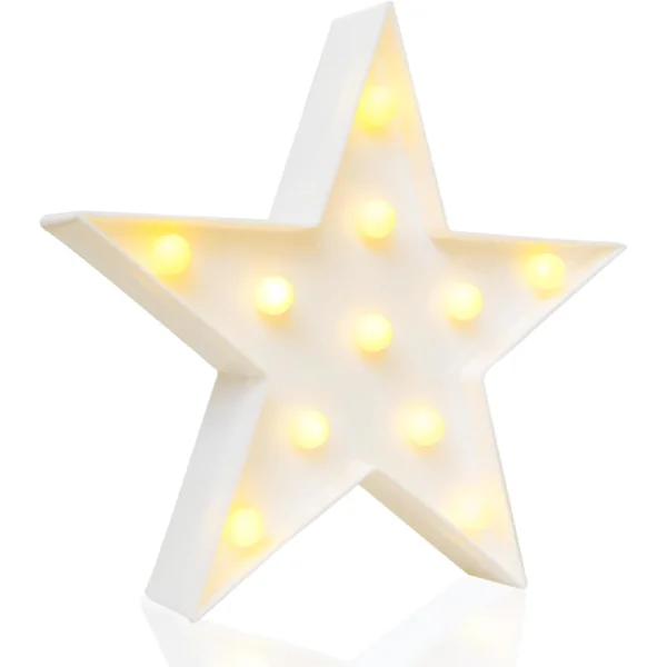 LED Star Marquee Sign Nattlampa, Varmvit LED-lampa - Vardagsrum, Sovrumsbord Dekoration - Batteridriven 10 tum hög