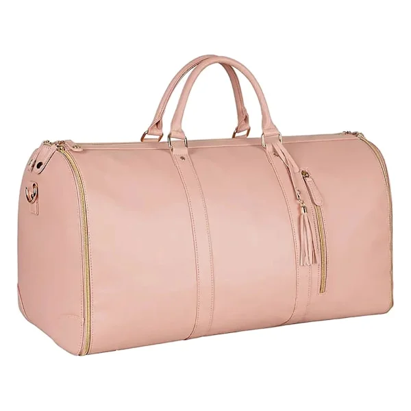 2-in-1 Foldable PU Leather Travel Bag, Convertible Suit Bag, Travel Garment Bag for Women