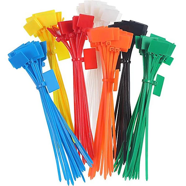 250 st Easy Mark 4x150mm Nylon Kabelband Etiketter Plast Loop Band Markörer Kabelmärkning Självlåsande Buntband (slumpmässig färg)