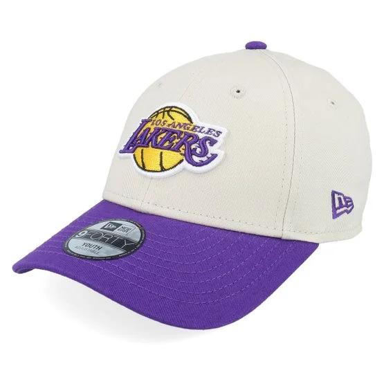 New Era - NBA Beige adjustable Kasket - Los Angeles Lakers Colour Block 9FORTY Stone/Purple Adjustable @ Hatstore