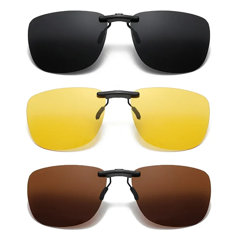 AliExpress - Vierkante clip op zonnebril dames gepolariseerde zwarte lens UV400 nachtzicht rijden heren bril clips anti-glare vintage bril