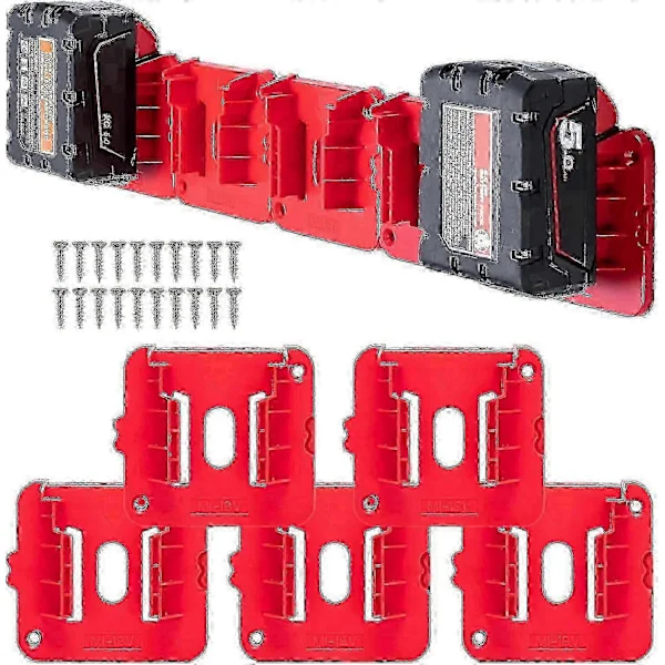 10-pak Batteriholder til Milwaukee M18 18V Batteri Vægmontering Batteriopbevaring til Værkstedsvogn Hylde Værktøjskasse