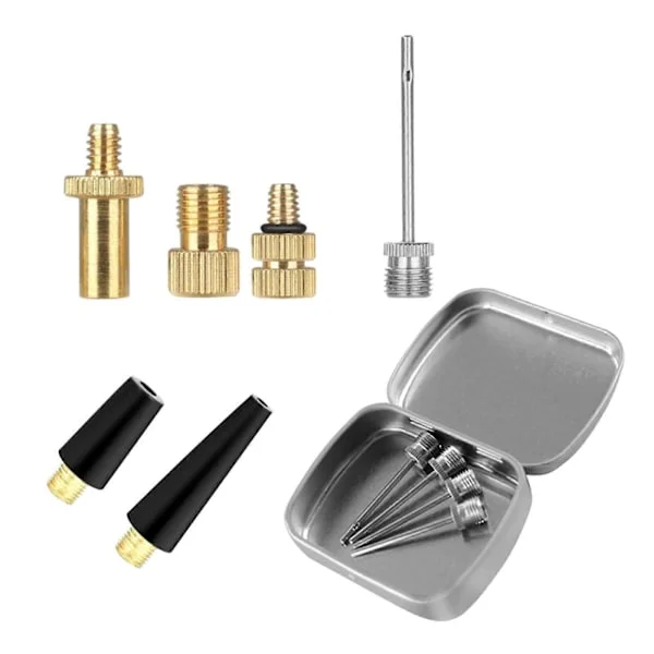 Cyklar Ventiler Adapter Set Luftmunstycke Pump Adapter Bollar Pump Nål Ersättningsmunstycke Inflator Adapter Cykelpump Verktyg[WSY]