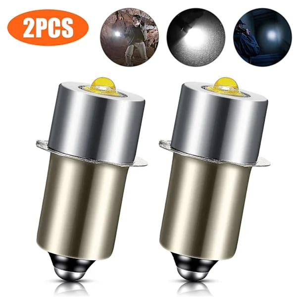 2 stk. P13.5S DC6V-24V LED Oppgraderingslamper Hvit Maglite Celle Lommelykter 6500K 3W