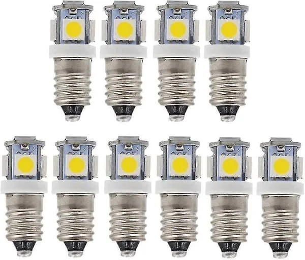 10-pack E10 9v Kallvit 5smd 5w LED-lampor (kallvit, 9v)