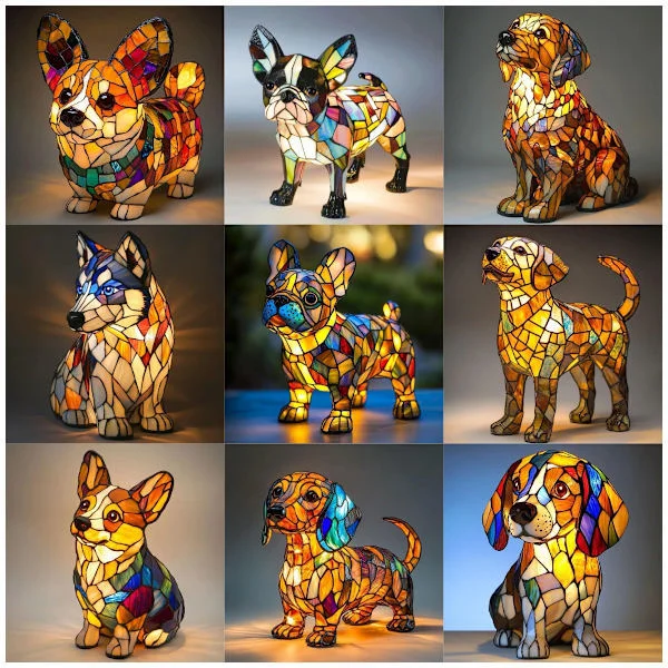 Shih Tzu Lampe, Shih Tzu Kunstlampe, Hundelampe, Hundeserie Kunstnatlampe, LED Bordlamper Mops Pug