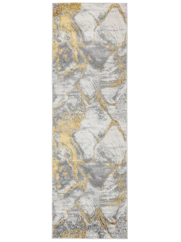 Abstracta Antonie Gris Claro/Dorado Alfombra De Pasillo Pequeño Oeko-Tex