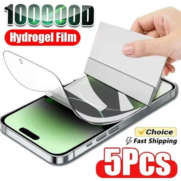 5 stk. full dekning hydrogelfilm for iPhone 13 12 11 14 15 Pro Max skjermbeskytter for iPhone 16 PRO XR XS MAX 7 8 Plus Ikke glass For iPhone 15 5 stk
