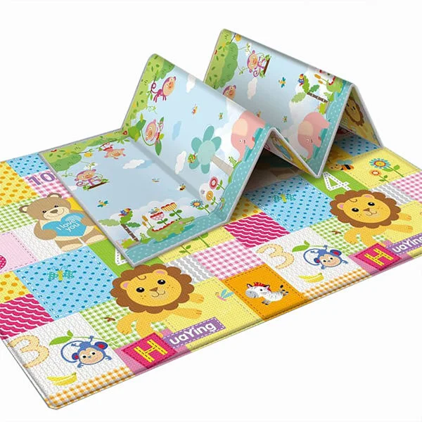 Baby Bomull Lekegrind, Lekegrind Baby Krypende Matte for Gulv Baby Matte Stor Super Myk Ekstra Tykk, Overflate Foldbar Sklisikker Giftfri