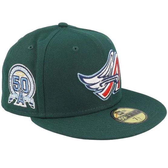 New Era - Los Angeles Angels 59FIFTY Dark Green Pool & Turf Fitted Fitted Green Cap - MLB @ Hatstore