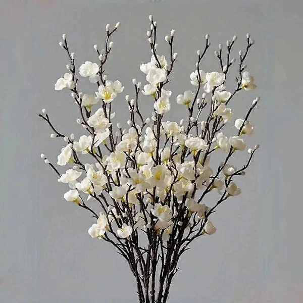 10X Konstgjorda Blommor Plommonblommor Falsk Vinterset Lång Plastblomma Dekor Ny