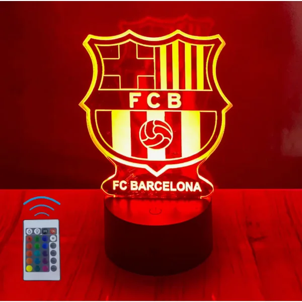 Børnelampe, FC Barcelona, fodbold 3D-lampe, 16 lysfarver og fjernbetjening, gave til fodboldspillende børn[ZHE]