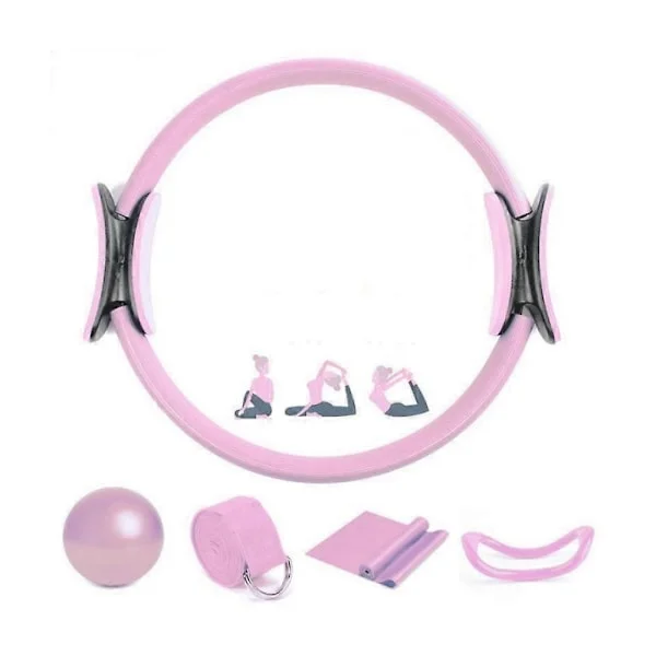 5 st Pilates Ring Set 14 Yoga Fitness Magic Circle Pilates Utrustning Dubbelhandtag Träningscirkel för Hemmabruk - Perfekt
