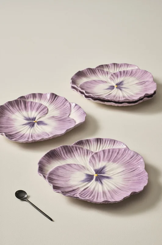 Jotex - Lautaset, Halkaisija 27 Cm, 4/pakk. Liila/valkoinen Liila/valkoinen - FLORA - Osta Lautaset Jotex