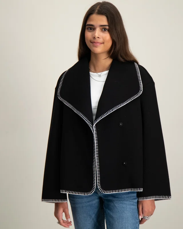 Gina Tricot Young Y blanket stitch jacket Musta Takit Tytöt - Kids Brand Store