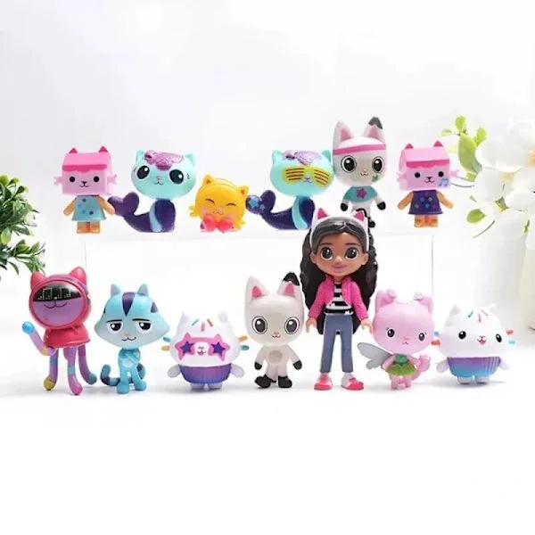 13 stk/sett Gabby's Dukkehus Figurer Modell Leker Dukker Kakepynt Barnepresent