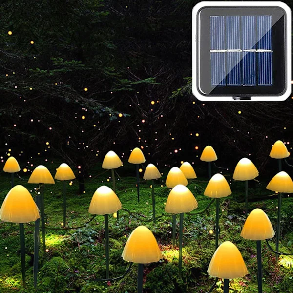 [KK]20 LED Solar Garden Lights, 8 Modes Mushroom Shaped Outdoor Path Lights, 5m/16.4ft Landscape Garden, Solar Lights
