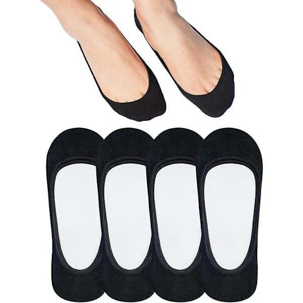 Osynliga Strumpor Damer för Ballerinaskor 4-pack Halkfria Osynliga Ultralåga Strumpor