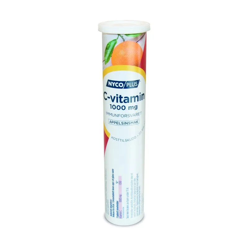 Nycoplus C-vitamin 1000mg brusetabletter appelsin 20 stk