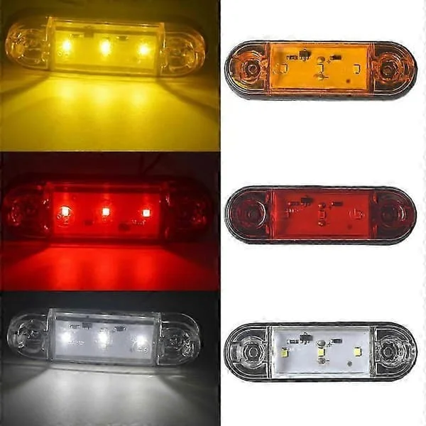 10 stk 3LED LED Bil Tilhenger Sidemarkeringslampe Viklingslampe Sidemarkeringslampe Tilhenger Baklys Hvit