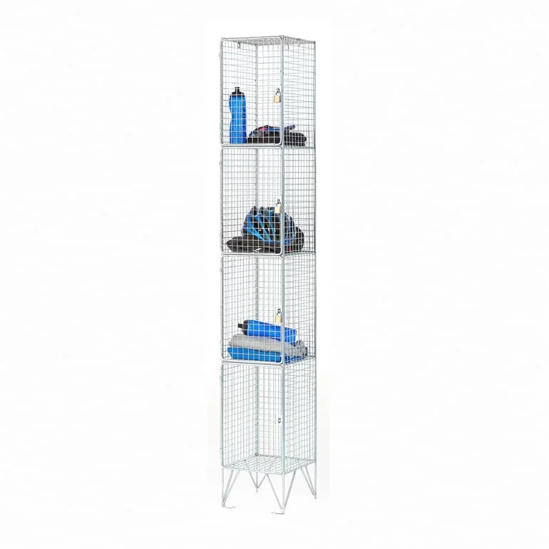 Wire mesh locker, 4 doors, 1980x305x457 mm