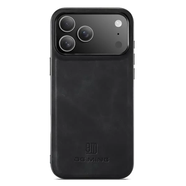 DG MING iPhone 17 Pro Max Premium PU-Läder Hybrid Skal - Svart