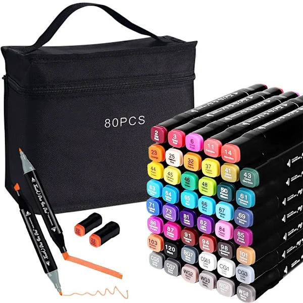[RM]Dual-Sided Alcohol-Based Ink Markers – 80-Pack