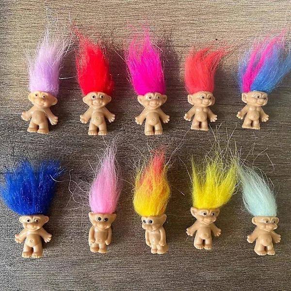 10 stk. Glade Troll Dukker Bedårende Mini Figurer Kake Topper Dekorasjoner Søte Alver Samleobjekter Leke Festgaver Gave
