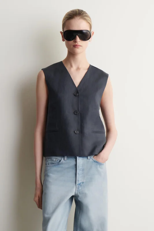 COS Women's Linen Waistcoat in Blue