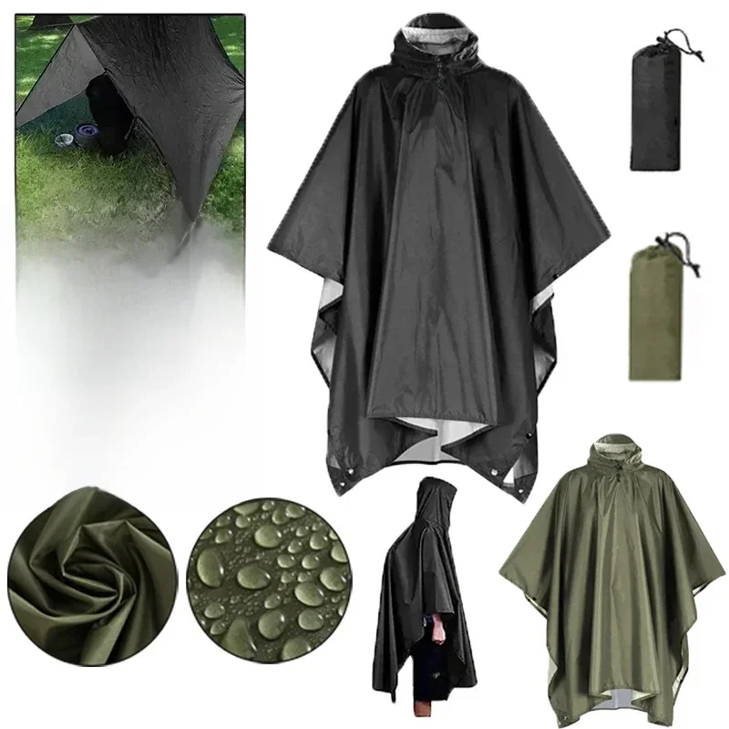 AliExpress - Outdoor 3-in-1-Militär-Regenmantel mit Kapuze, wasserdichter Regenponcho, Motorrad-Regenbezug, Camping, Wandern, Reisen, Regenbekleidung,