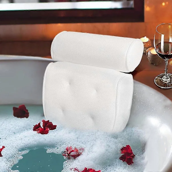 Pillow Spa Badkudde Huvud, Nacke, Axel och Ryggstöd med 4 Halkfria Starka Sugkoppar Fars Dag Bad Dusch Present