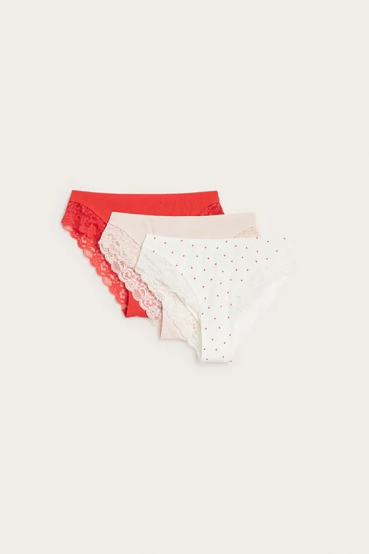 Kappahl | 3-pack brazilian trosor Röd XS | Dam
