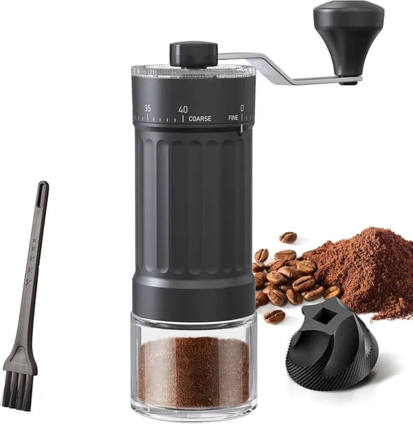 Portable Coffee Grinder Conical Burr for Espresso French Press Pour Over Double Layer External Adjustment Capacity 25g (Ceramic Burr)