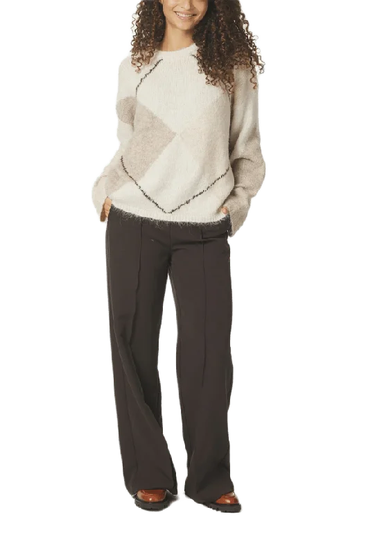 Neo Noir Inga Check Fluff Knit Blouse Stickat Dam Beige 40