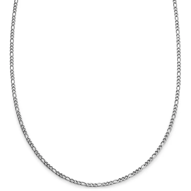 Argentia | 925s | 2mm Rhodium-Plated Sterling Silver Figaro Chain Necklace for Men - Steel necklaces