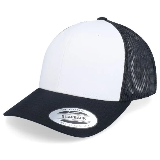 Yupoong - Svart trucker Caps - Retro Black/White/Black Trucker @ Hatstore