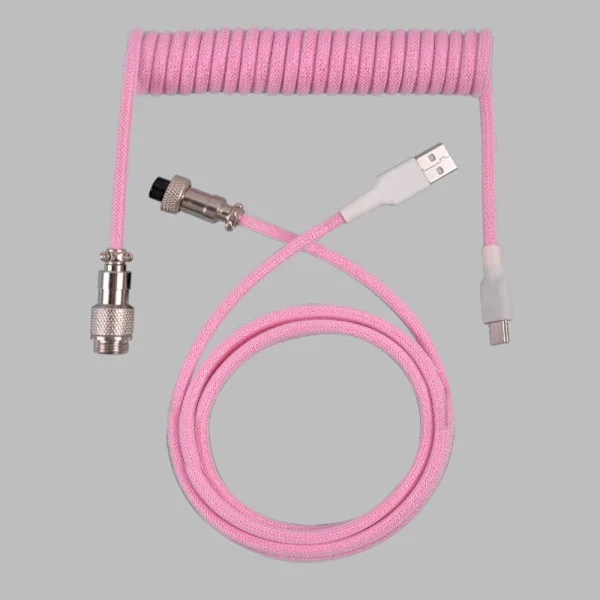 Mekaniskt tangentbord spiralkabel USB-tangentbordskabel ROSA rosa