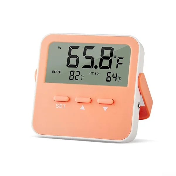 Digitalt termometer hygrometer med høy/lav temperaturalarm, stor innendørs og utendørs skjerm for akvarium, kjøleskap, fryser, -50 til 70 °C