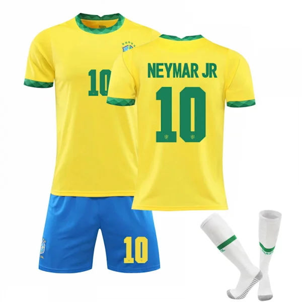 Brasilien Hemma Gul Tröja Set Barn Vuxen Fotbollströja Träningsdräkt No.10 NEYMAR JR(qb) No.10 NEYMAR JR 20