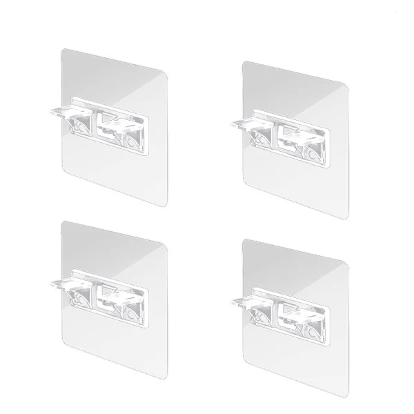 Självhäftande hyllbärare - Fästen för hyllplan 4-pack Transparent