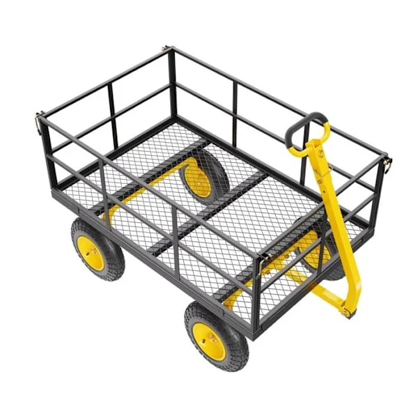 Puutarhakärry Transport-Duoku-Kapasiteetti 635,03 kg-Vetokärry Ulkokäyttöön Metallinen 2 in 1-Kääntyvä Kahva 180°