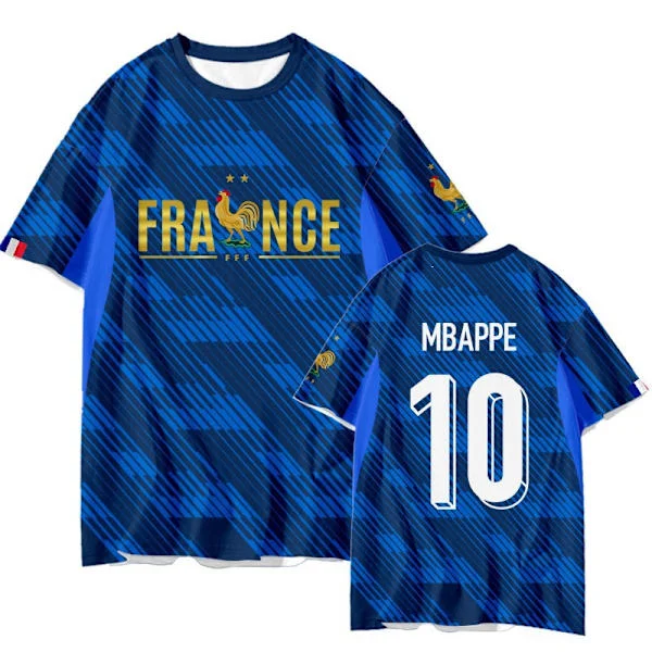 Frankrig Fodbold T-shirt 2026 VM Afslappet Fodbold T-shirt Åndbar Sports Fan Trøje Kortærmet*M*TWTX6298